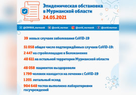 Коронавирус в Мурманской области: плюс 39 заболевших за сутки