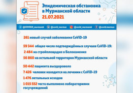 В Мурманской области 261 новый случай заболевания CoViD-19