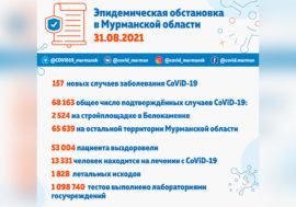 В Мурманской области выявлено 157 новых случаев заболевания CoViD-19