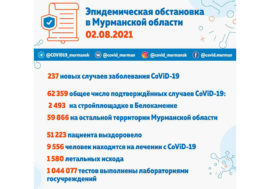Еще 237 новых случаев заболевания CoViD-19 зафиксировали в Мурманской области