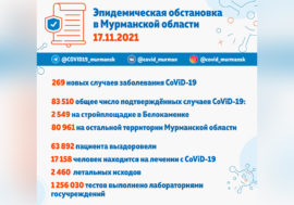 В Мурманской области 269 новых случаев заболевания CoViD-19