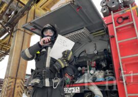 Пожарные учения провели в Кольской ГМК